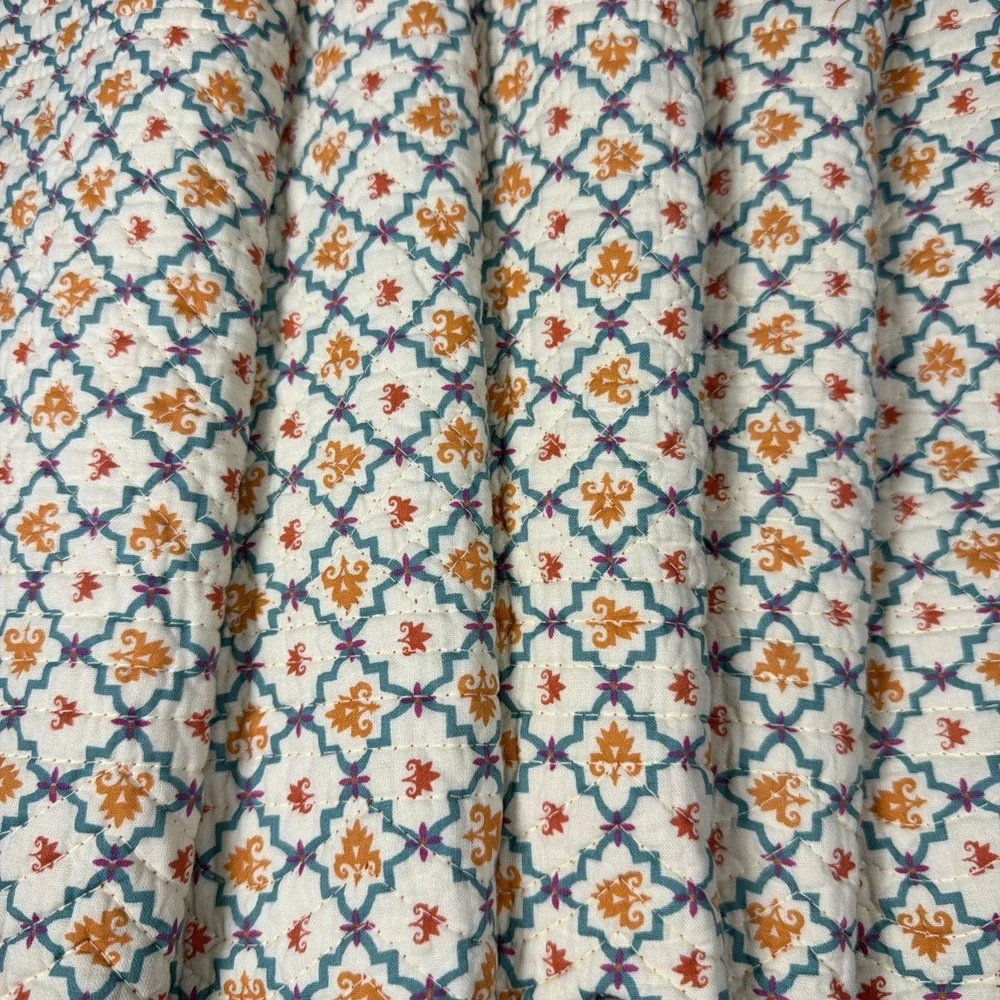 Set Of 6 C&F Adele Floral Rectangle Quilted Reversible Placemats Cream Tropical